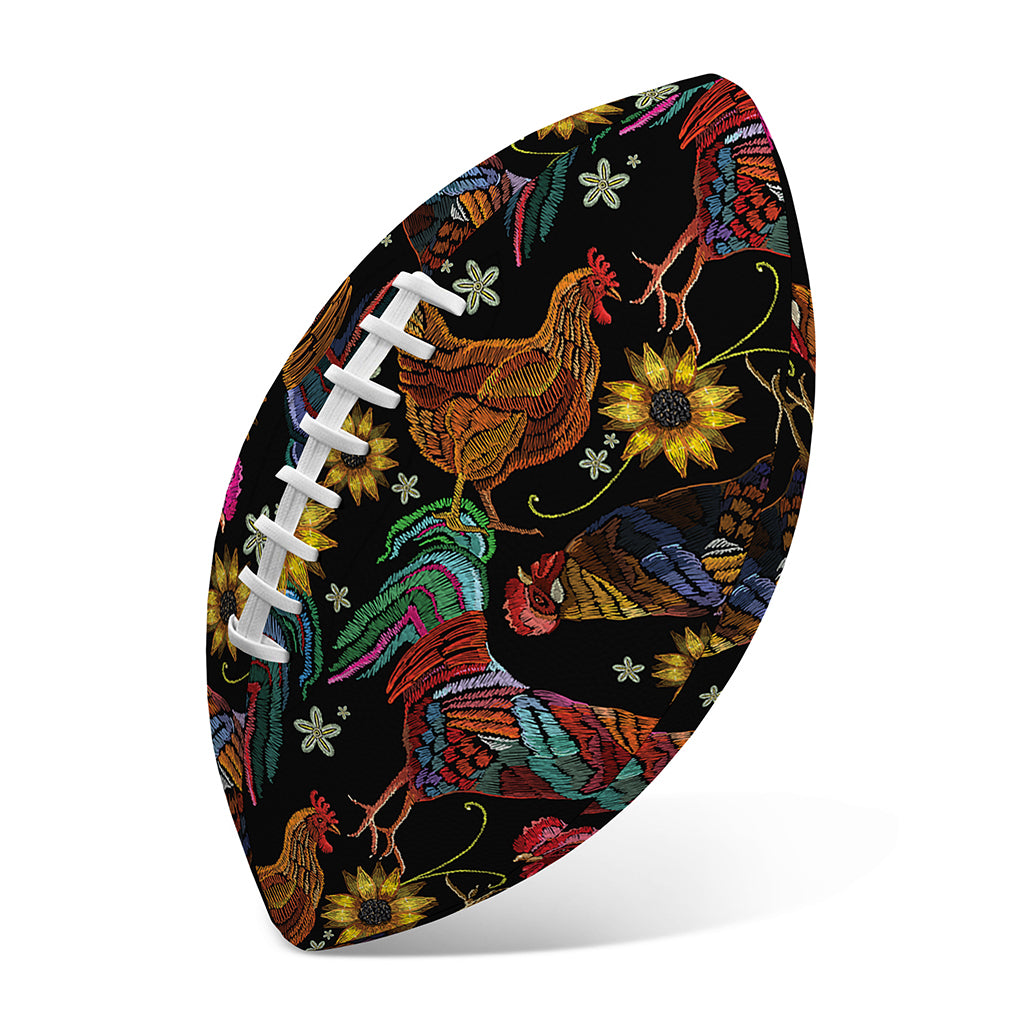 Embroidery Rooster Pattern Print Rugby Ball