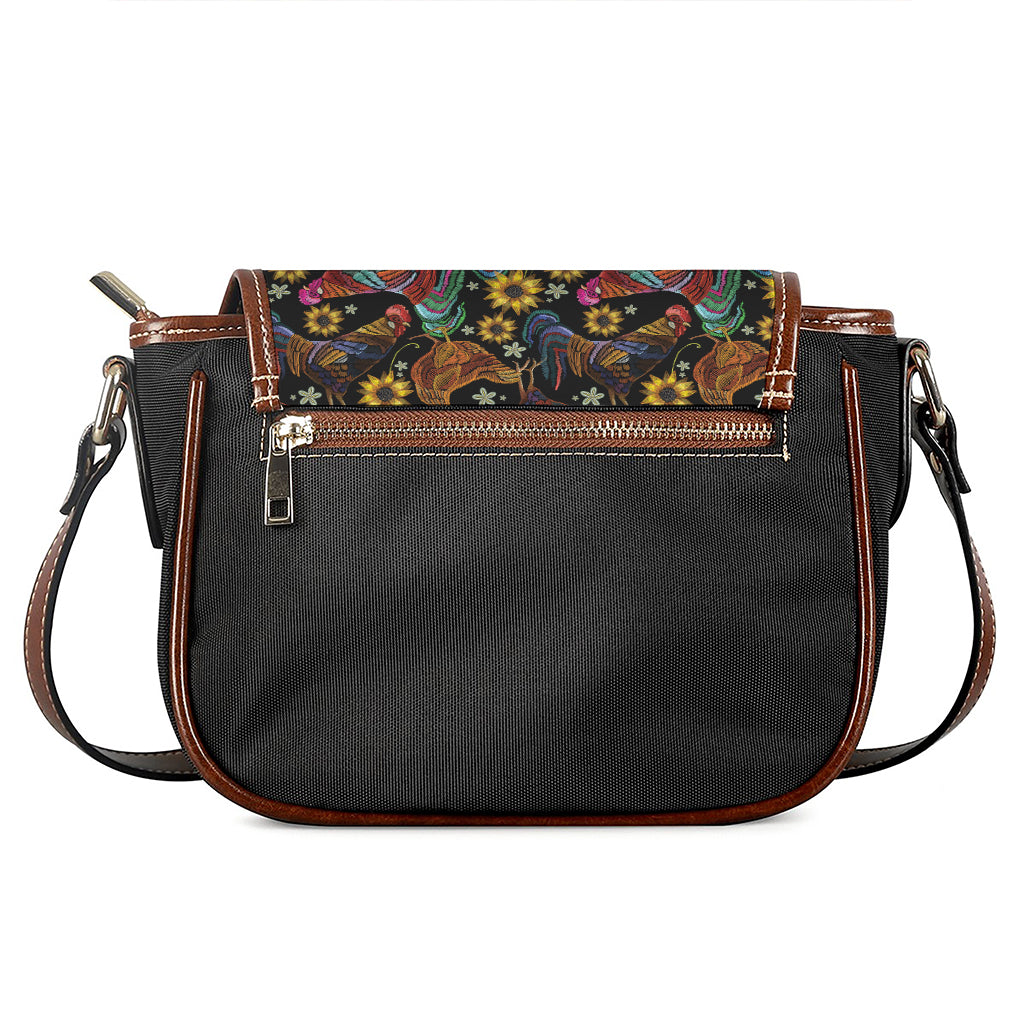 Embroidery Rooster Pattern Print Saddle Bag