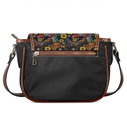 Embroidery Rooster Pattern Print Saddle Bag