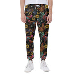 Embroidery Rooster Pattern Print Scuba Joggers