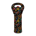Embroidery Rooster Pattern Print Single Neoprene Wine Tote