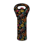 Embroidery Rooster Pattern Print Single Neoprene Wine Tote