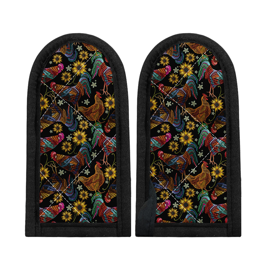 Embroidery Rooster Pattern Print Skillet Handle Cover
