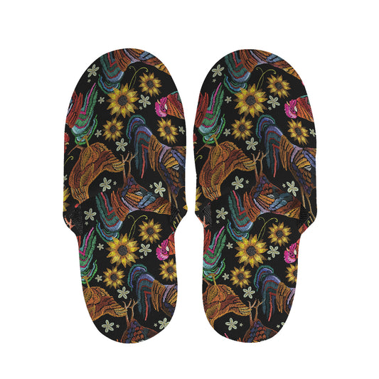 Embroidery Rooster Pattern Print Slippers