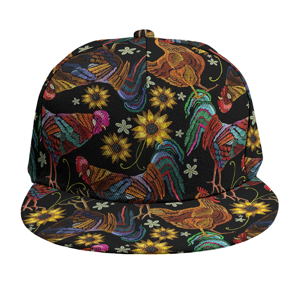 Embroidery Rooster Pattern Print Snapback Cap