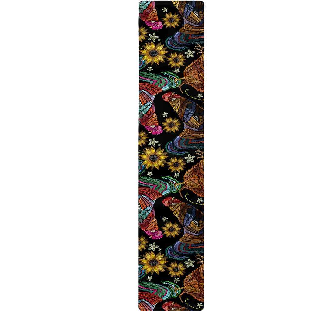 Embroidery Rooster Pattern Print Table Runner