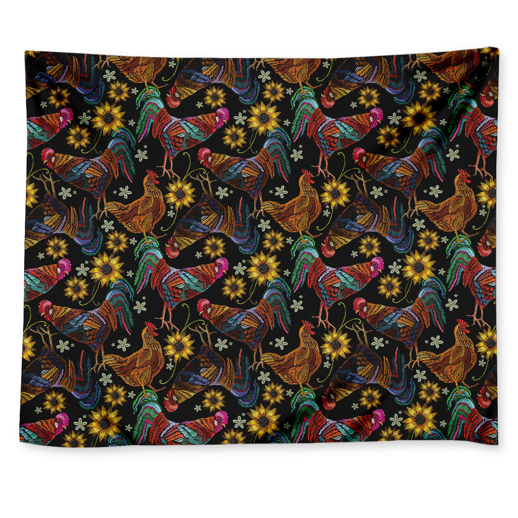 Embroidery Rooster Pattern Print Tapestry