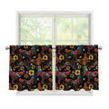 Embroidery Rooster Pattern Print Tier Curtains