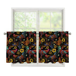 Embroidery Rooster Pattern Print Tier Curtains