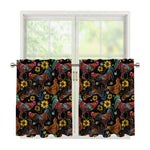 Embroidery Rooster Pattern Print Tier Curtains