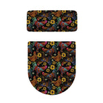 Embroidery Rooster Pattern Print Toilet Lid And Tank Cover Set