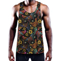 Embroidery Rooster Pattern Print Men's Workout Tank Top
