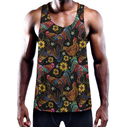 Embroidery Rooster Pattern Print Training Tank Top