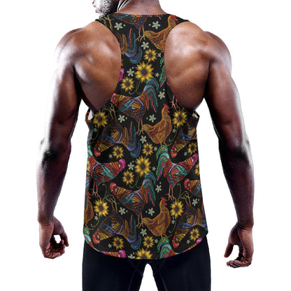 Embroidery Rooster Pattern Print Training Tank Top