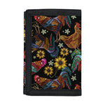 Embroidery Rooster Pattern Print Trifold Wallet