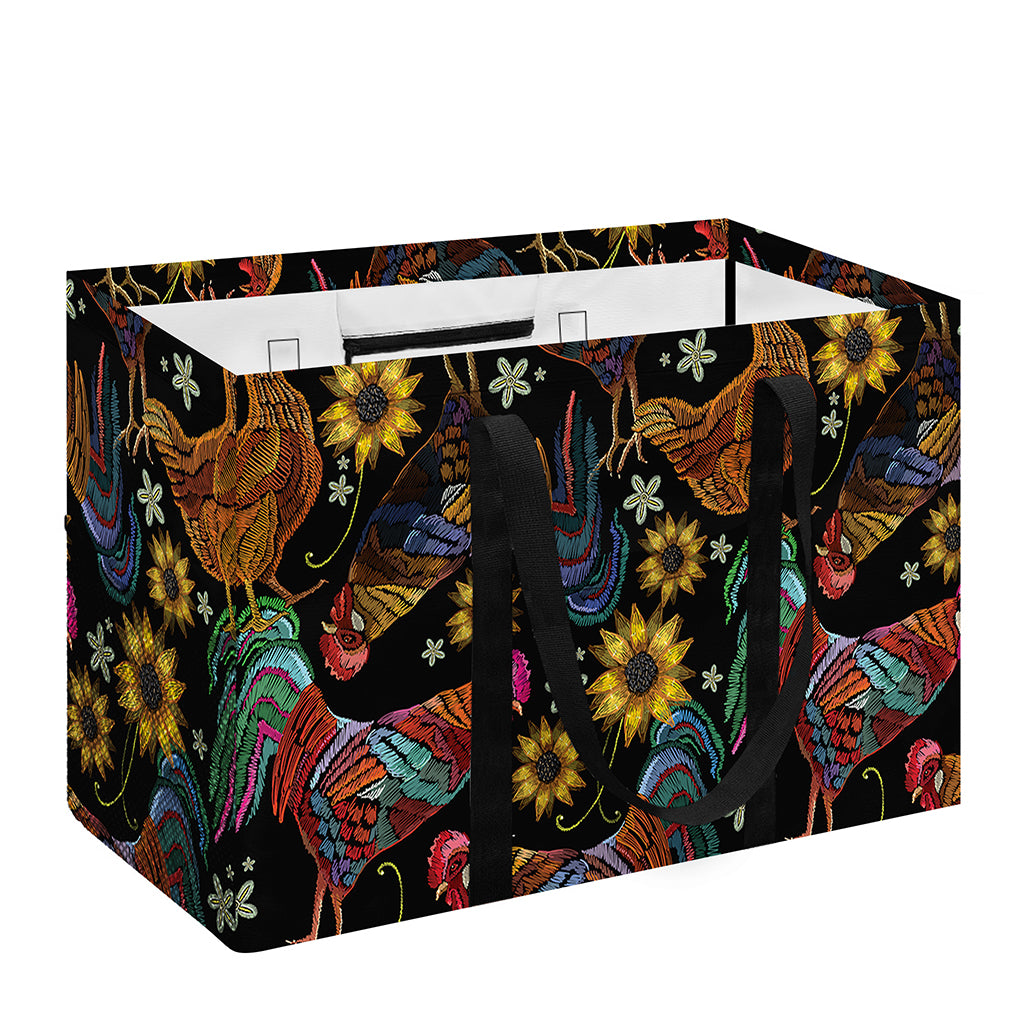 Embroidery Rooster Pattern Print Utility Tote Bag