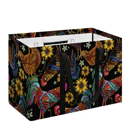 Embroidery Rooster Pattern Print Utility Tote Bag