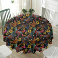 Embroidery Rooster Pattern Print Waterproof Round Tablecloth