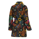 Embroidery Rooster Pattern Print Women's Bathrobe