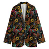 Embroidery Rooster Pattern Print Women's Blazer