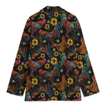 Embroidery Rooster Pattern Print Women's Blazer