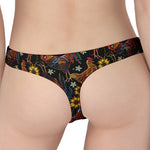 Embroidery Rooster Pattern Print Women's Thong