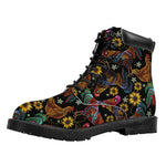 Embroidery Rooster Pattern Print Work Boots
