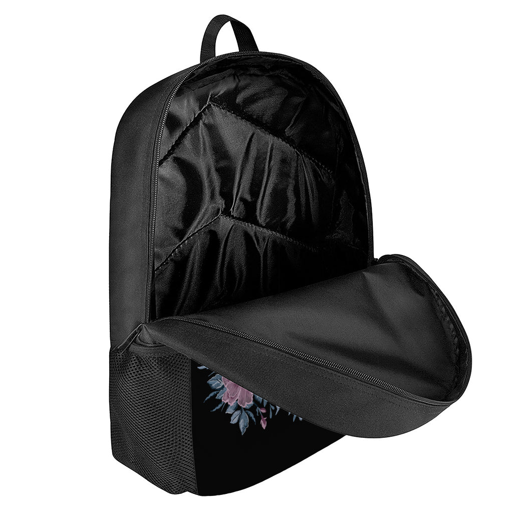 Embroidery Tiger And Flower Print 17 Inch Backpack