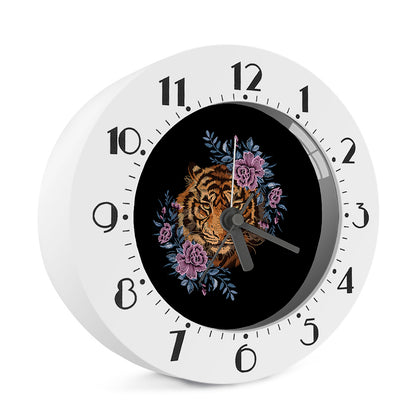 Embroidery Tiger And Flower Print Alarm Clock