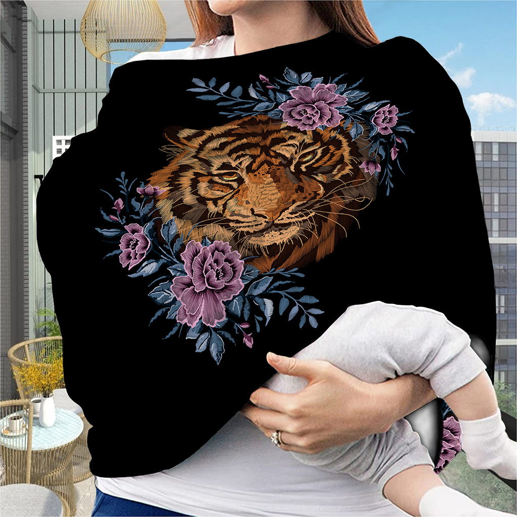 Embroidery Tiger And Flower Print Baby Seat Cover