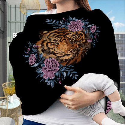 Embroidery Tiger And Flower Print Baby Seat Cover