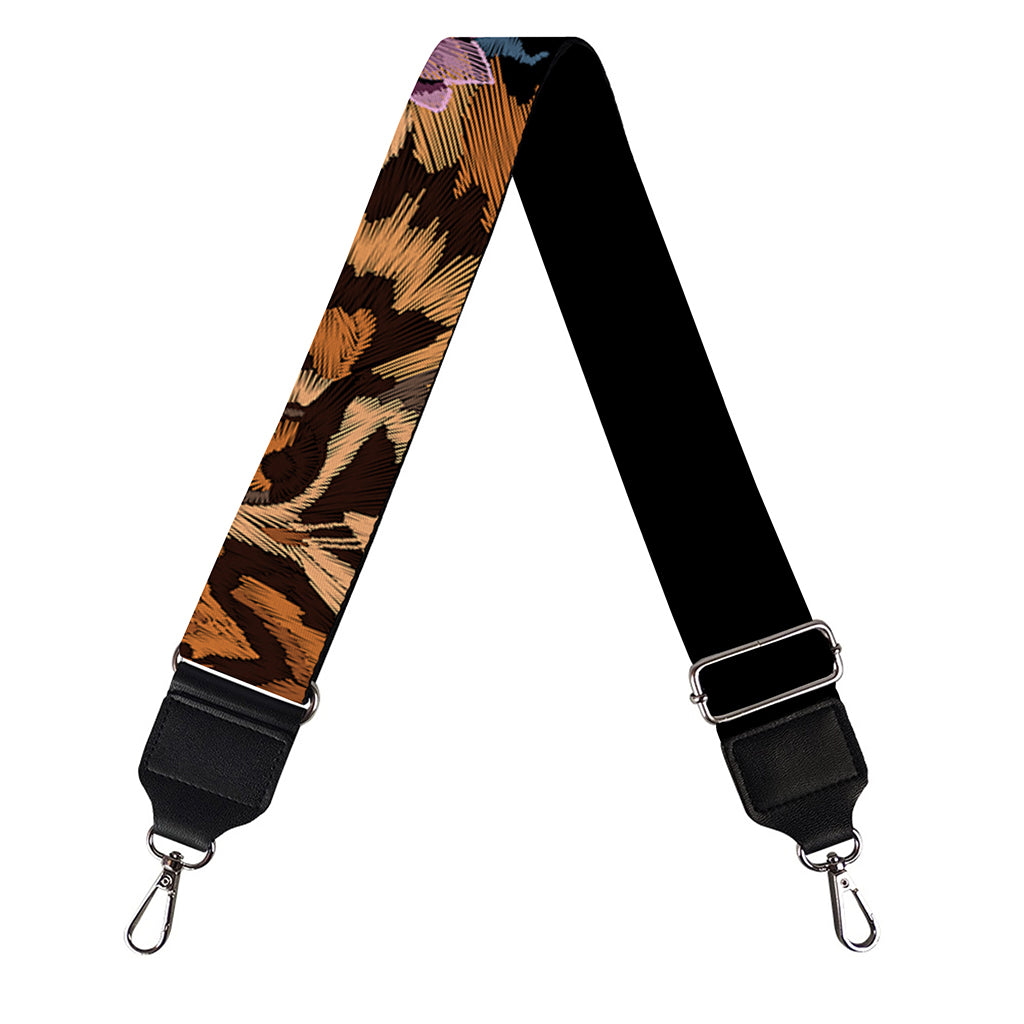 Embroidery Tiger And Flower Print Bag Strap