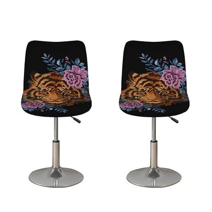 Embroidery Tiger And Flower Print Bar Stool Covers