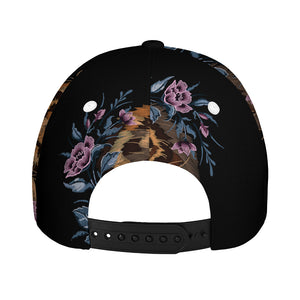 Embroidery Tiger And Flower Print Baseball Cap