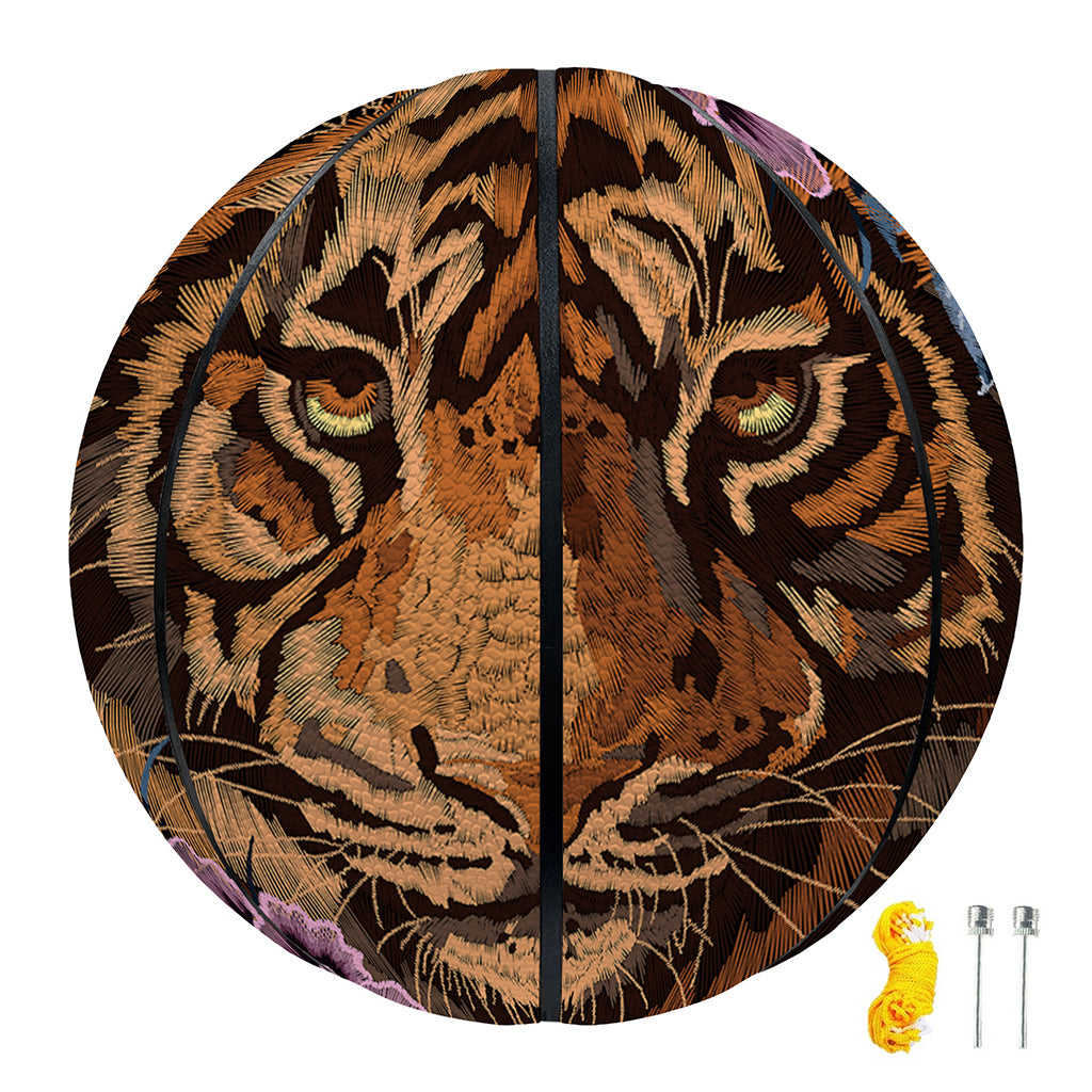 Embroidery Tiger And Flower Print Basketball