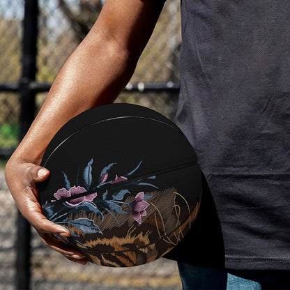 Embroidery Tiger And Flower Print Basketball