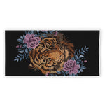Embroidery Tiger And Flower Print Beach Towel