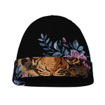 Embroidery Tiger And Flower Print Beanie