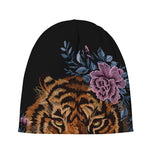 Embroidery Tiger And Flower Print Beanie
