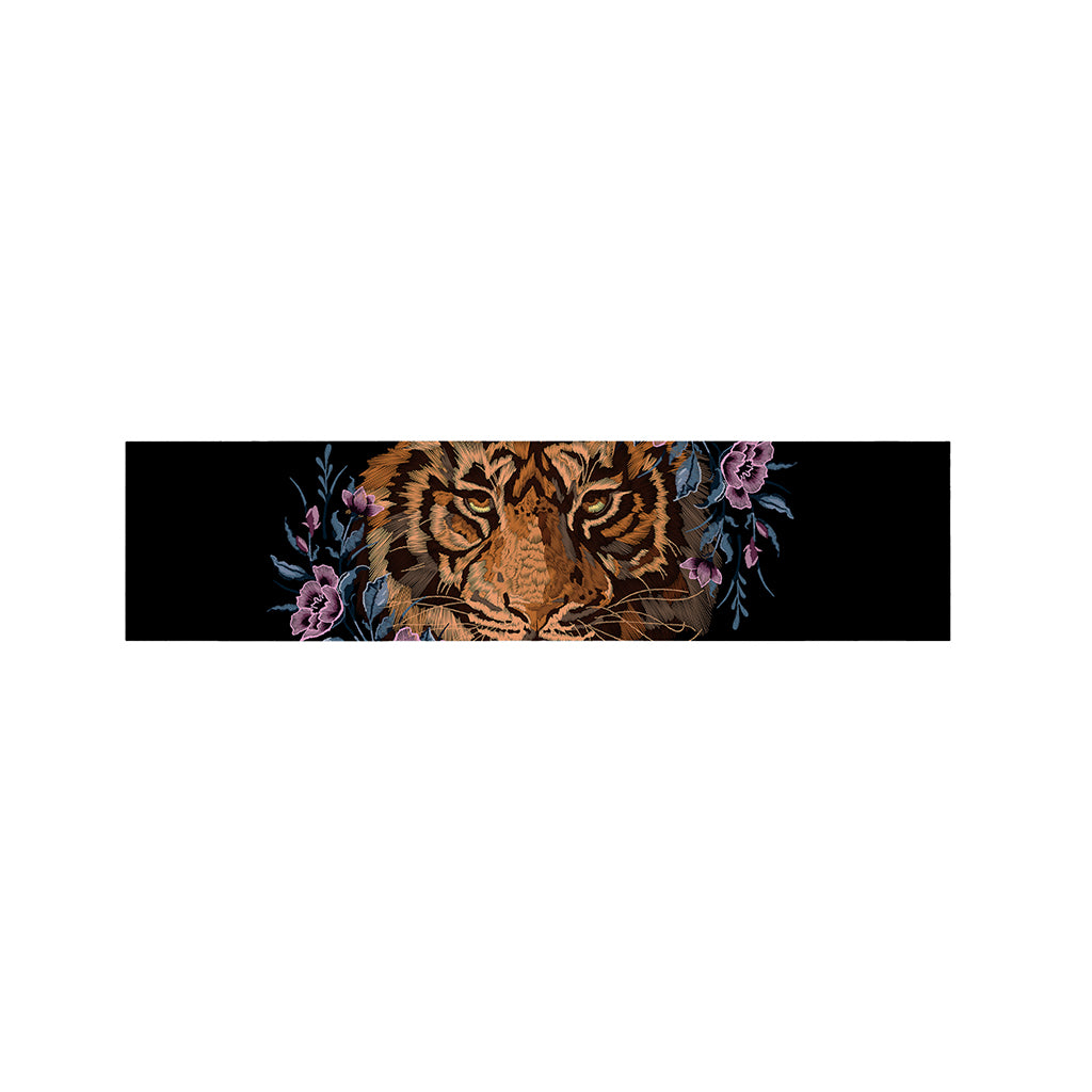 Embroidery Tiger And Flower Print Bed Runner