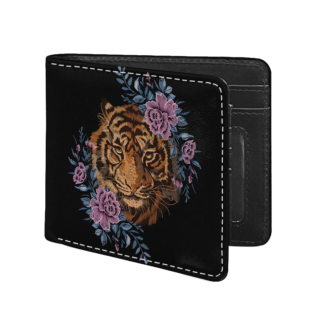 Embroidery Tiger And Flower Print Bifold Wallet