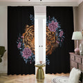 Embroidery Tiger And Flower Print Dimout Pencil Pleat Curtains