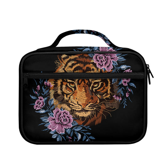 Embroidery Tiger And Flower Print Briefcase Bible Bag