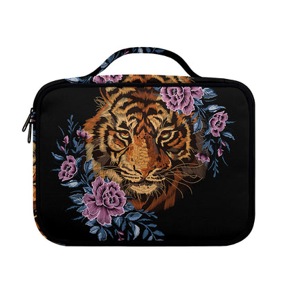 Embroidery Tiger And Flower Print Briefcase Bible Bag