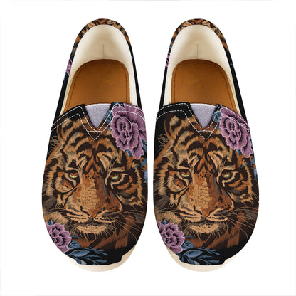 Embroidery Tiger And Flower Print Casual Shoes