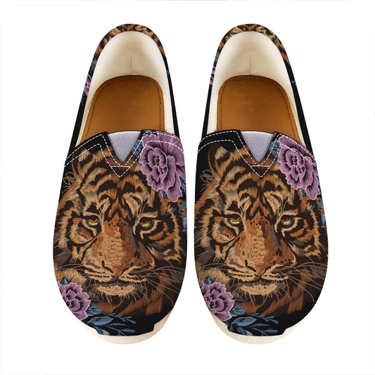 Embroidery Tiger And Flower Print Casual Shoes