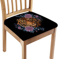Embroidery Tiger And Flower Print Chair Cushion Cover