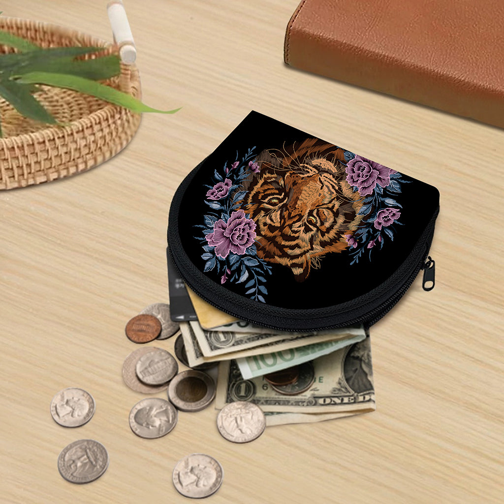 Embroidery Tiger And Flower Print Coin Purse