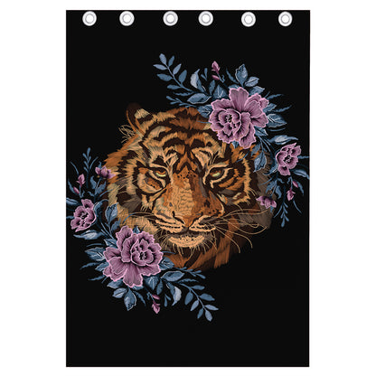Embroidery Tiger And Flower Print Curtain