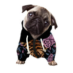 Embroidery Tiger And Flower Print Dog Zip Up Hoodie